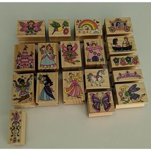 Lot of 18 Princess Fairy Misc. Rubber Stamps - Some new and some used condition